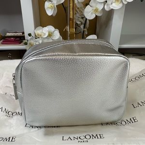 Lancome Makeup Pouch Silver Perfect Size Cosmetic Organizer Everyday & Travel